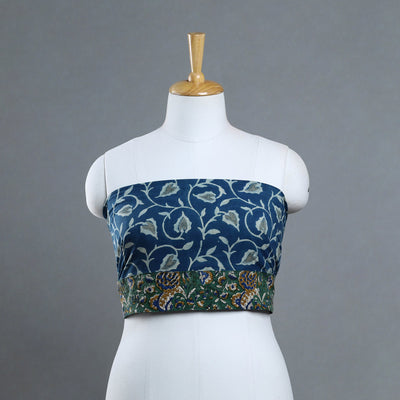 Blue - printed cotton akola blouse piece 18 - handcrafted