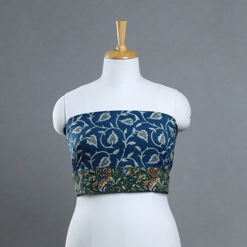 Blue - printed cotton akola blouse piece 18 - handcrafted