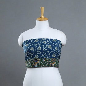 Blue - printed cotton akola blouse piece 18 - handcrafted