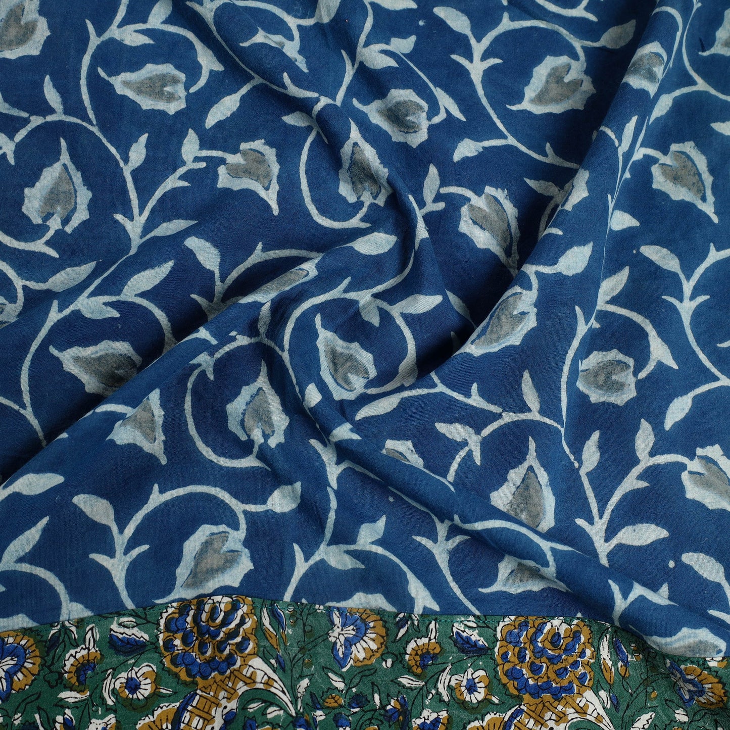Blue - printed cotton akola blouse piece 18 - handcrafted