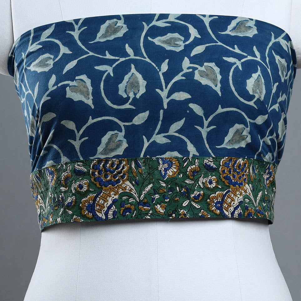Blue - printed cotton akola blouse piece 18 - handcrafted
