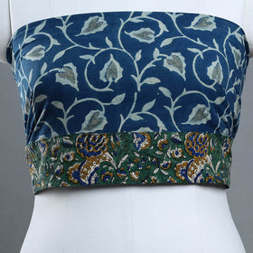 Blue - printed cotton akola blouse piece 18 - handcrafted