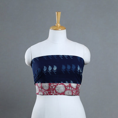 Blue - printed cotton akola blouse piece 22 - handcrafted