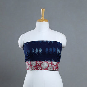 Blue - printed cotton akola blouse piece 22 - handcrafted