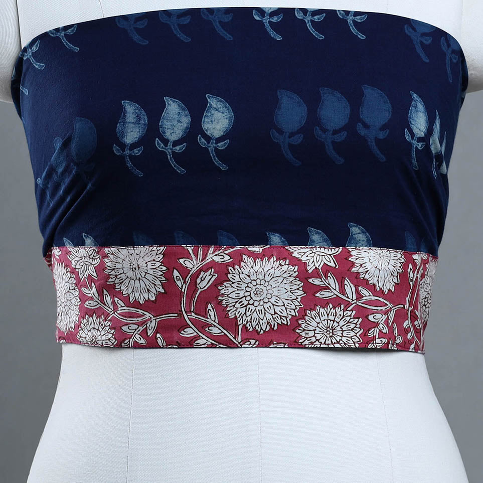 Blue - printed cotton akola blouse piece 22 - handcrafted
