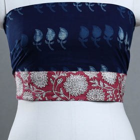 Blue - printed cotton akola blouse piece 22 - handcrafted