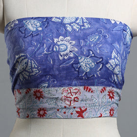 Blue - printed cotton blouse piece 112 - handcrafted