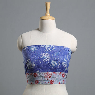 Blue - printed cotton blouse piece 112 - handcrafted