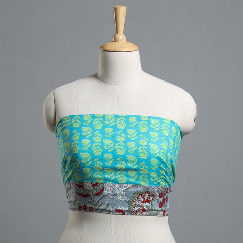 Blue - printed cotton blouse piece 113 - handcrafted