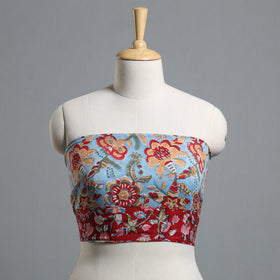 Blue - printed cotton blouse piece 115 - handcrafted