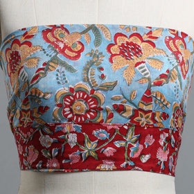 Blue - printed cotton blouse piece 115 - handcrafted