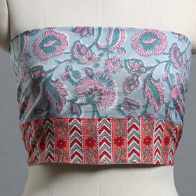 Blue - printed cotton blouse piece 20 - handcrafted