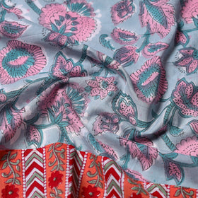 Blue - printed cotton blouse piece 20 - handcrafted