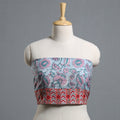 Blue - printed cotton blouse piece 20 - handcrafted