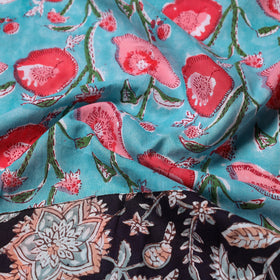 Blue - printed cotton blouse piece 39 - handcrafted