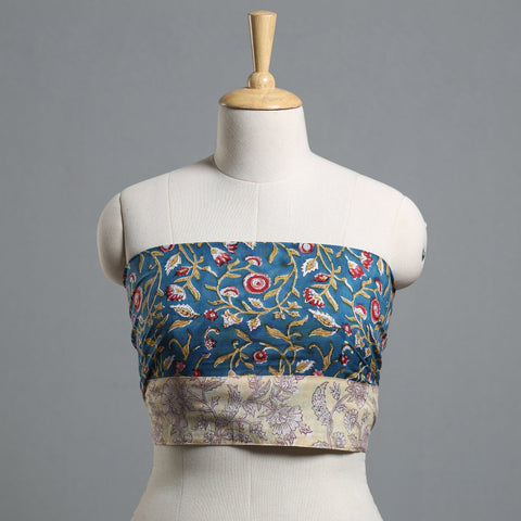 Blue - printed cotton blouse piece 88 - handcrafted