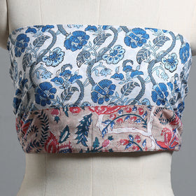 Blue - printed cotton blouse piece 92 - handcrafted