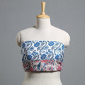 Blue - printed cotton blouse piece 92 - handcrafted