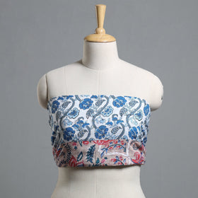 Blue - printed cotton blouse piece 92 - handcrafted