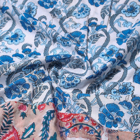 Blue - printed cotton blouse piece 92 - handcrafted