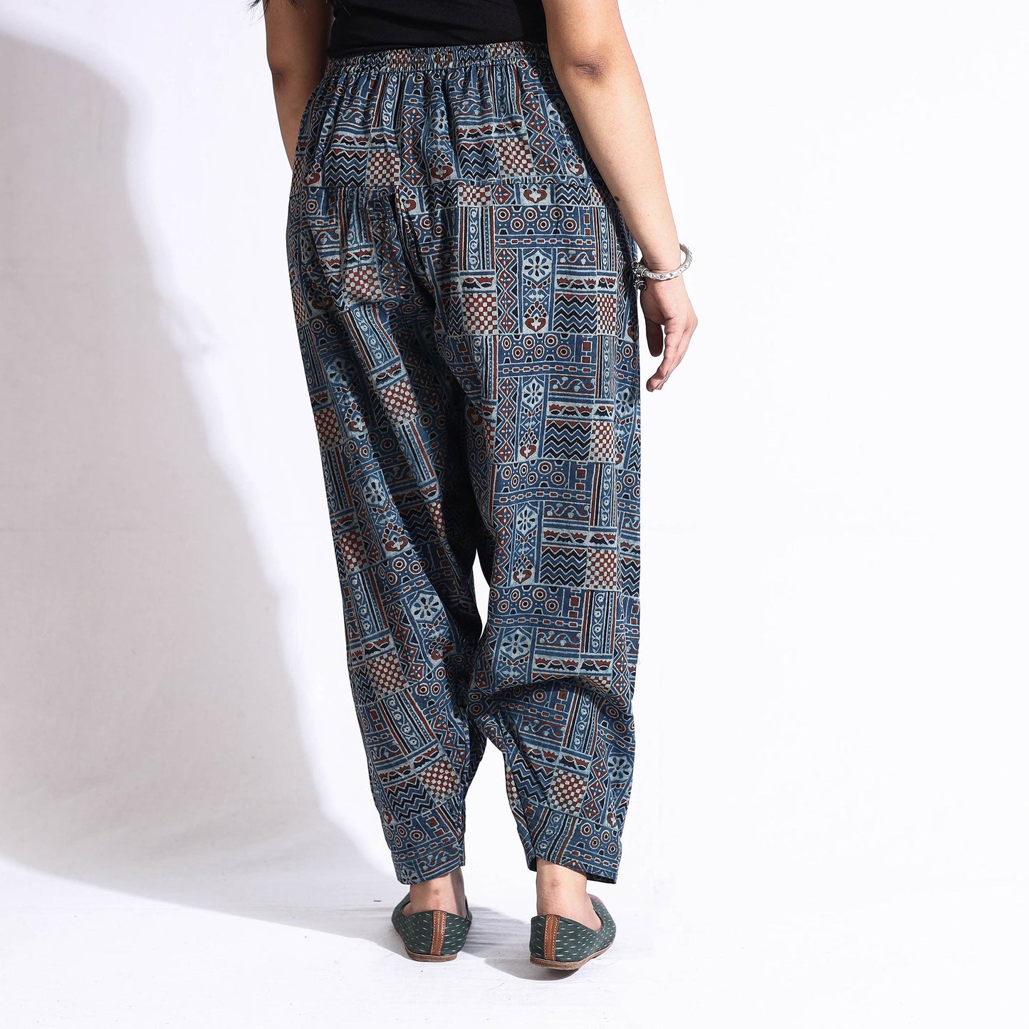 Buy Ajrakh Block Print Cotton Elasticated Salwar Online at iTokri.com