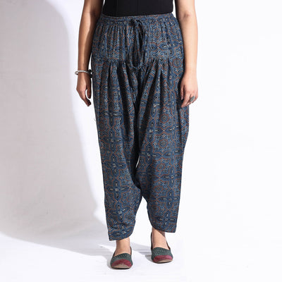 Buy Ajrakh Block Print Cotton Elasticated Salwar Online at iTokri.com