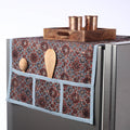 Blue Ajrakh Block Printed Cotton Fridge Top Cover with Multiple Pockets 