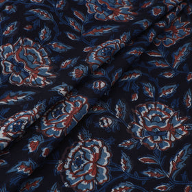 Blue Block Printed Cotton Jahota Fabric