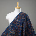 Blue Block Printed Cotton Jahota Fabric