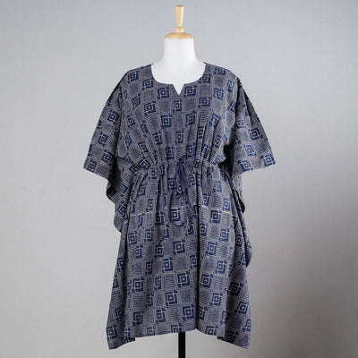  Ajrakh Block Printed Cotton Kaftan with Tie-Up Waist 