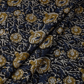 Blue Block Printed Cotton Kalamkari Bagru Fabric