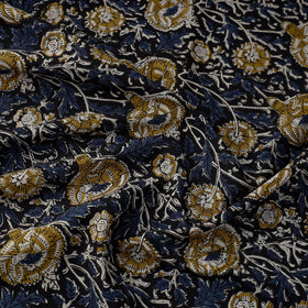  Blue Block Printed Cotton Kalamkari Bagru Fabric