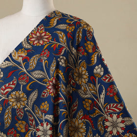 Blue - printed cotton kalamkari fabric 06 - handcrafted