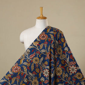 Blue - printed cotton kalamkari fabric 06 - handcrafted