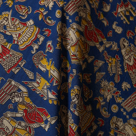 Blue - printed cotton kalamkari fabric 07 - handcrafted