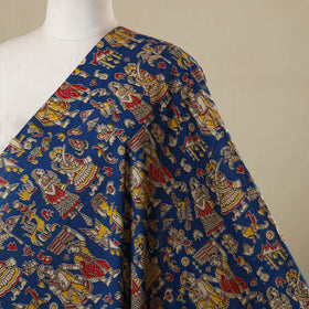Blue - printed cotton kalamkari fabric 07 - handcrafted