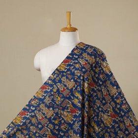 Blue - printed cotton kalamkari fabric 07 - handcrafted