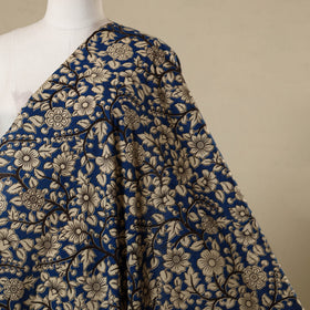 Blue - printed cotton kalamkari fabric 08 - handcrafted