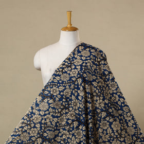 Blue - printed cotton kalamkari fabric 08 - handcrafted