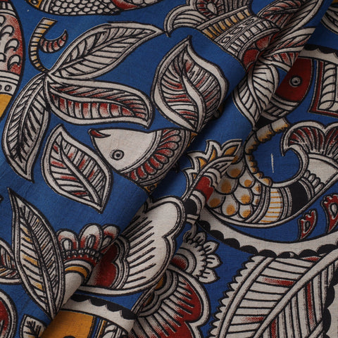 Printed cotton kalamkari fabric 09 - handcrafted
