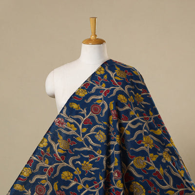 Blue - printed cotton kalamkari fabric 13 - handcrafted