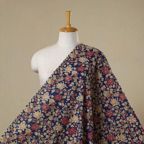 Blue - printed cotton kalamkari fabric 16 - handcrafted