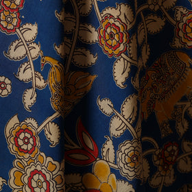 Blue - printed cotton kalamkari fabric 17 - handcrafted