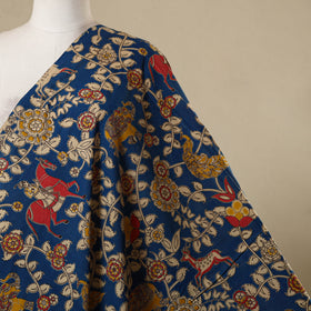 Blue - printed cotton kalamkari fabric 17 - handcrafted
