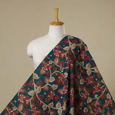Blue - printed cotton kalamkari fabric 19 - handcrafted