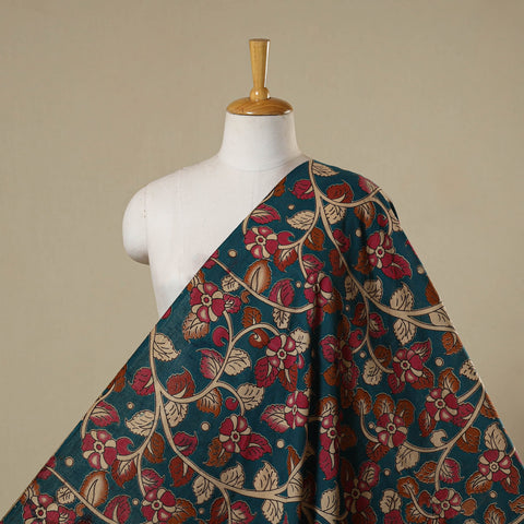 Blue - printed cotton kalamkari fabric 19 - handcrafted