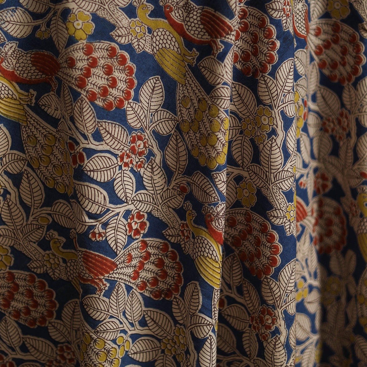 Printed cotton kalamkari fabric 20 - handcrafted