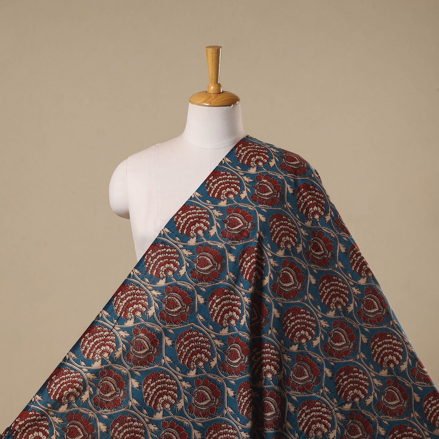 Printed cotton kalamkari fabric 23 - handcrafted