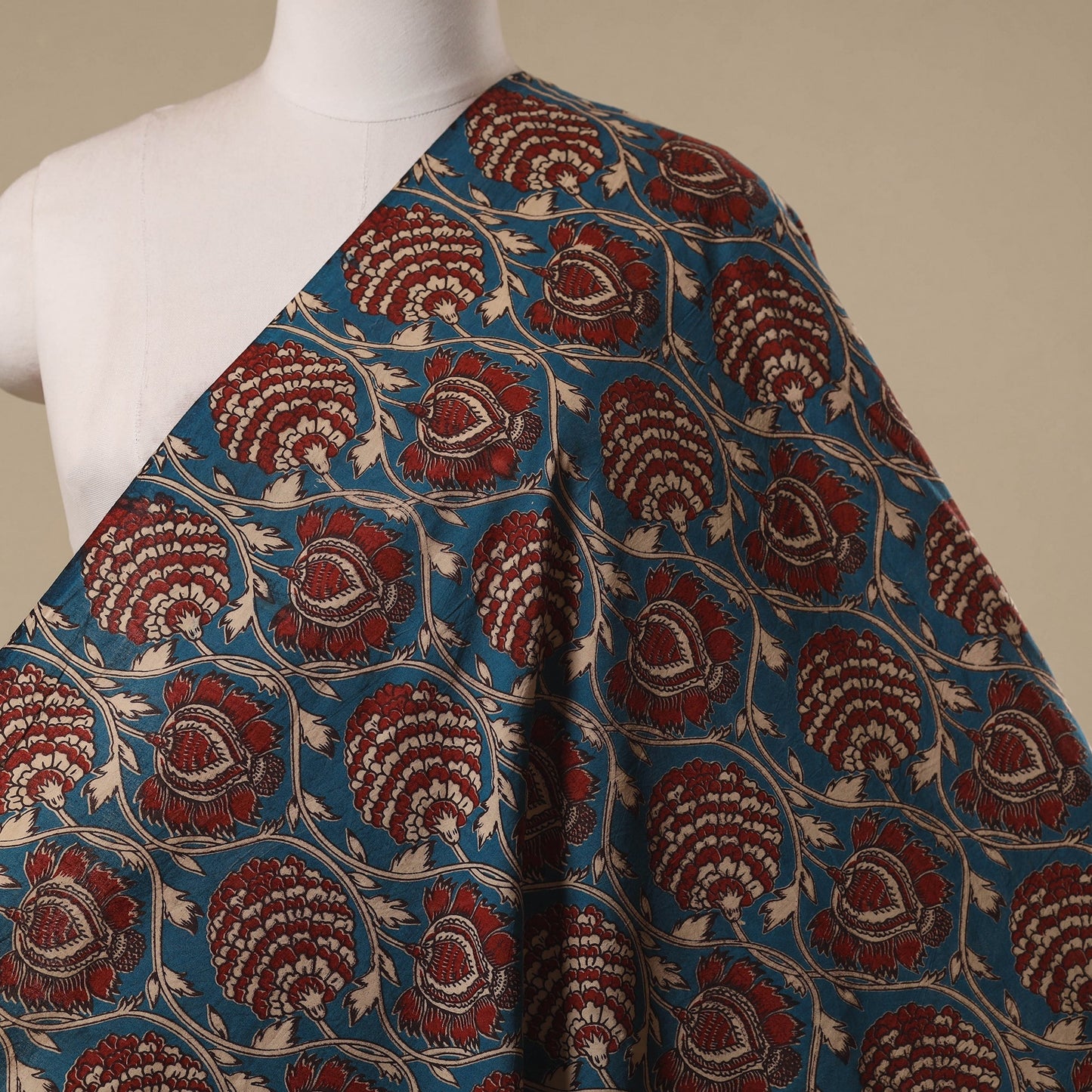 Printed cotton kalamkari fabric 23 - handcrafted