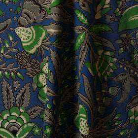 Blue - printed cotton kalamkari fabric 24 - handcrafted
